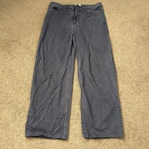 Grey high-waisted straight-leg jeans